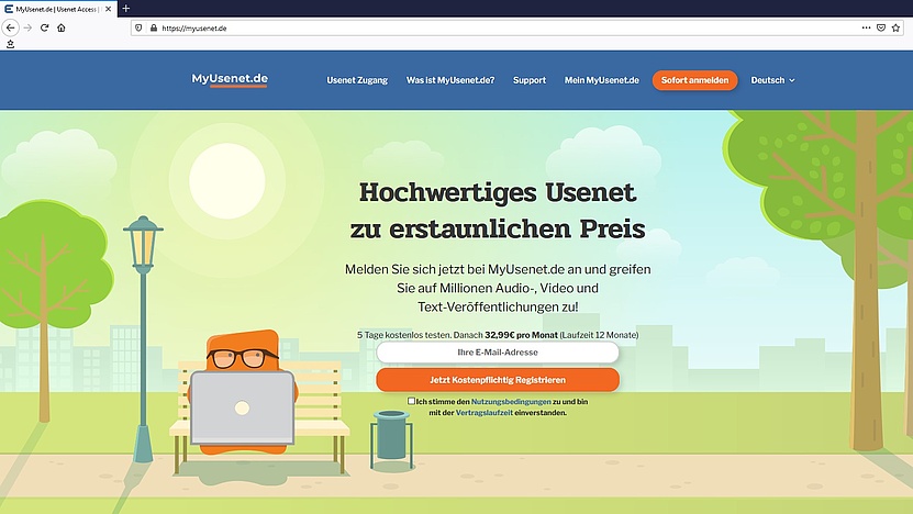 Screenshot der Seite myusenet.de