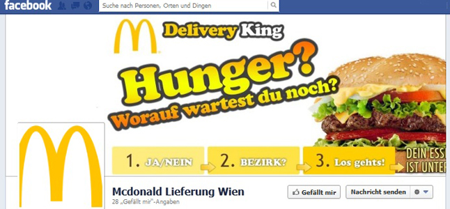 Die Ankündigung eines McDonald's Lieferservices in Wien, wenn genügend Facebook-Nutzer/innen ein „Like“ dafür abgeben, war ein klassischer Hoax.