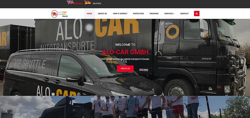 Screenshot der Startseite von alo-car.com