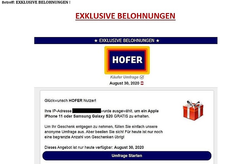 Fake Hofer-Mail