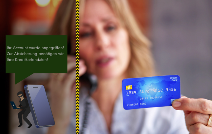 Frau telefoniert mit Kriminellen.