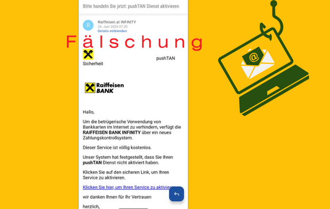 Phishing-Mail der Raiffeisen Bank.