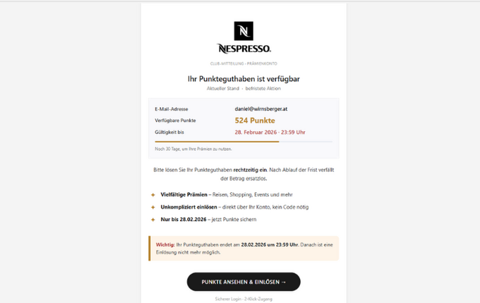 Nespresso Phishing-Mail.