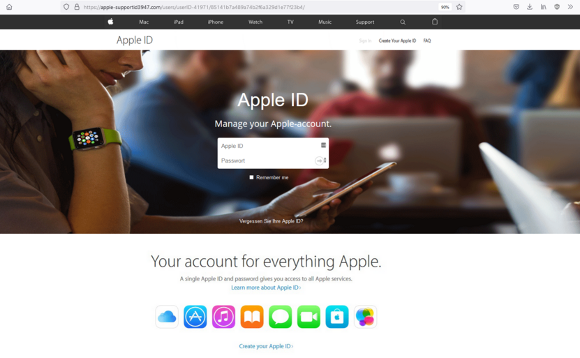 Phishing-Maske Apple-ID
