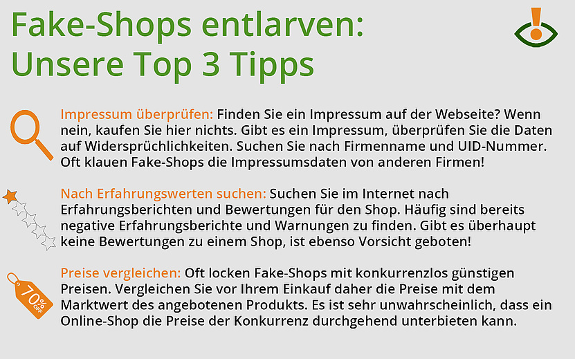 Fake-Shops entlarven: Unsere Top 3 Tipps - Impressum überprüfen, Preise vergleichen, Erfahrungsberichte suchen. 