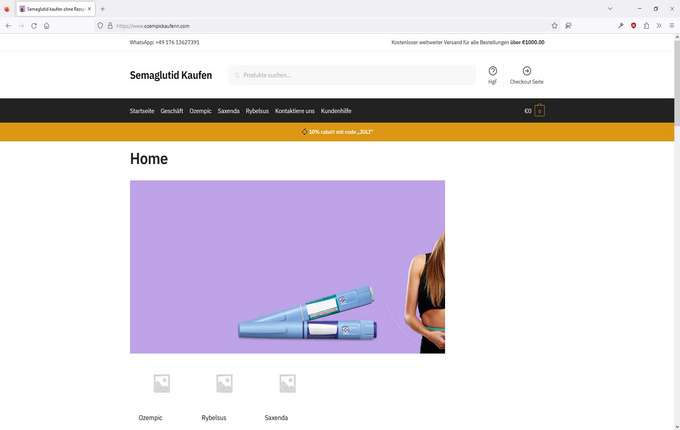 Screenshot der betrügerischen Website ozempickaufenn.com