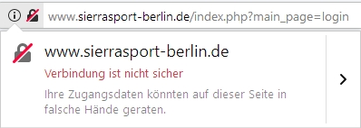 Auf sierrasport-berlin.de gibt es keine sichere Verbindung.