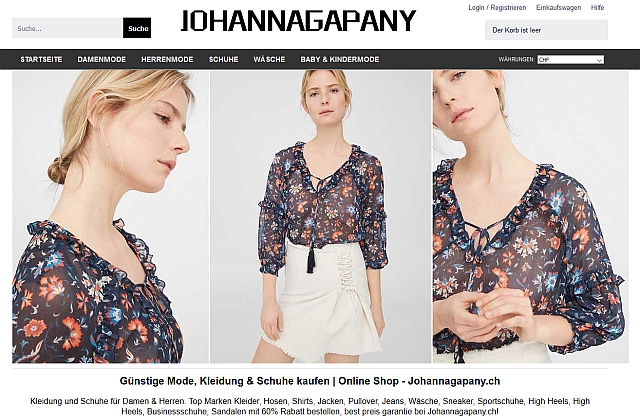 Der Shop johannagapany.ch vertreibt Markenfälschungen.