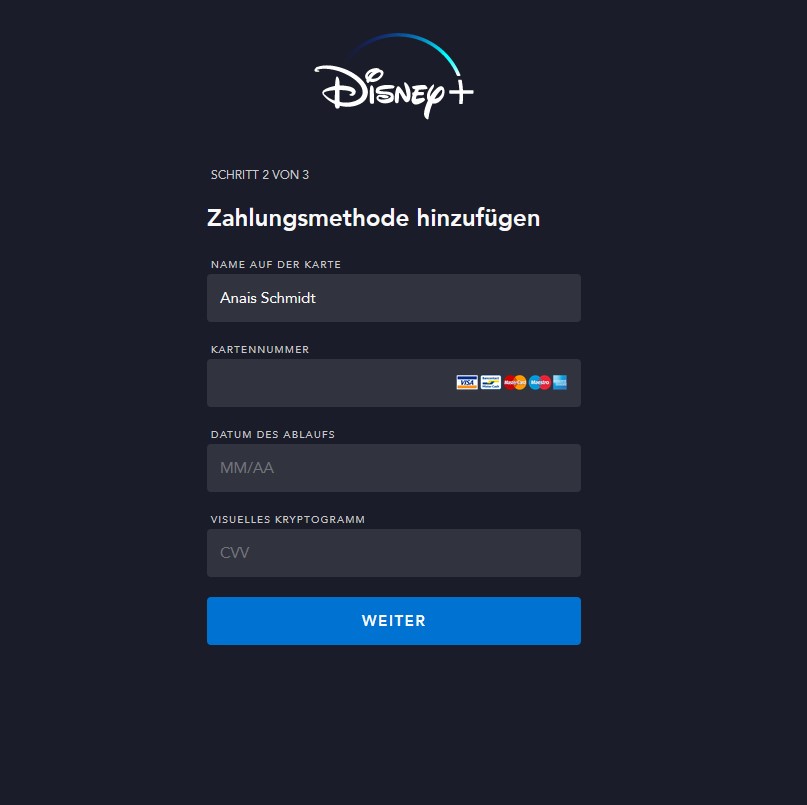 Phishing Seite die das Disney+ Logo verwendet