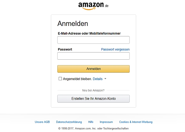 Eine gefälschte Amazon Prime-Website.