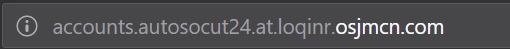 Der Browser zeigt an, dass Sie auf einer gefälschten autoscout24.at-Phishingsite sind.