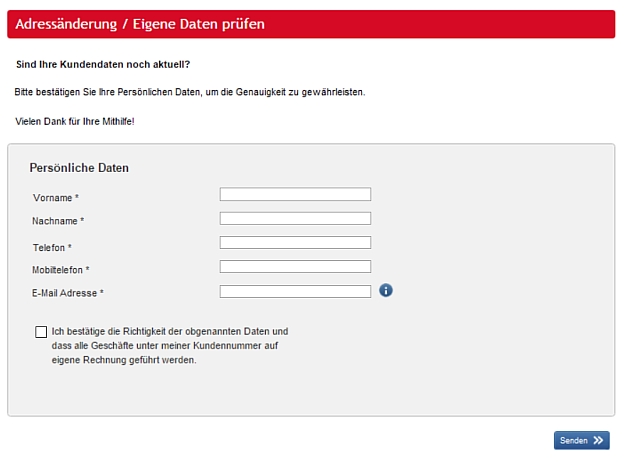 Eine gefälschte Bank Austria-Website.
