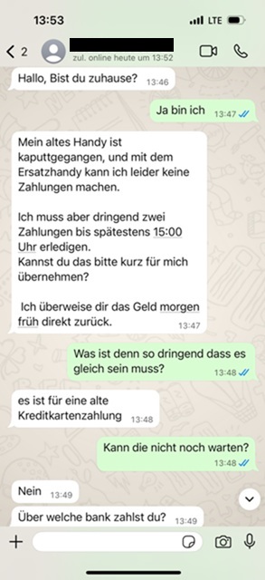 Screenshot eines WhatsApp-Chats