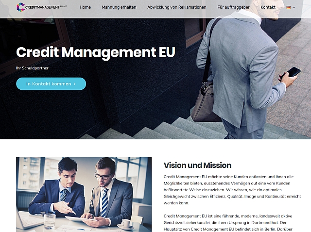 Die Website creditmanagement.eu.