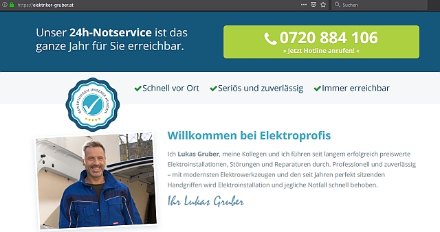 Die Website elektriker-gruber.at.